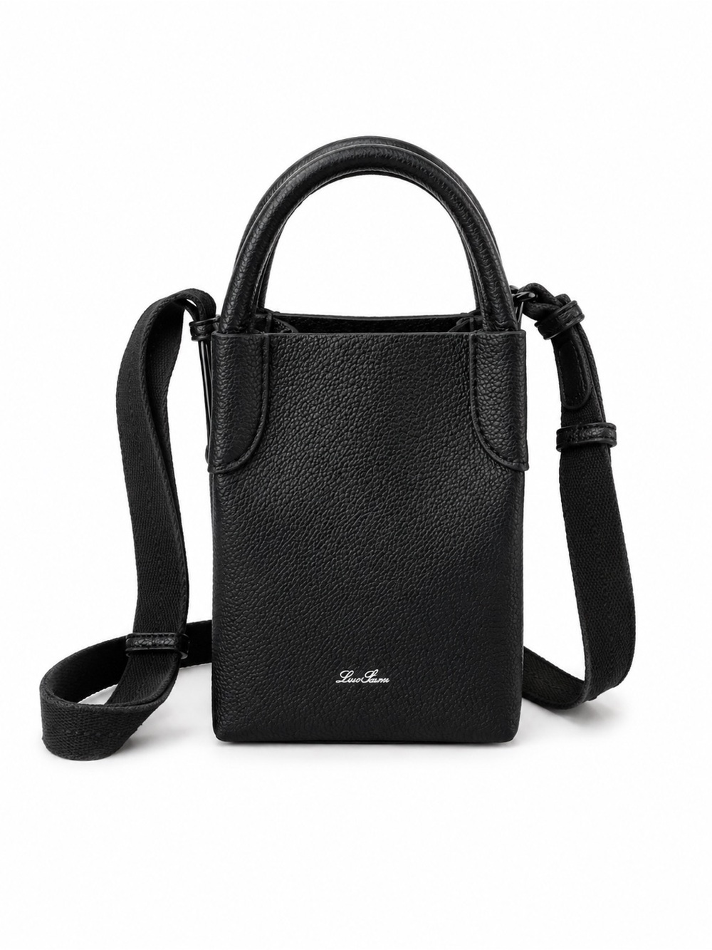 Black Leather Crossbody Mini Tote - Luxe Look